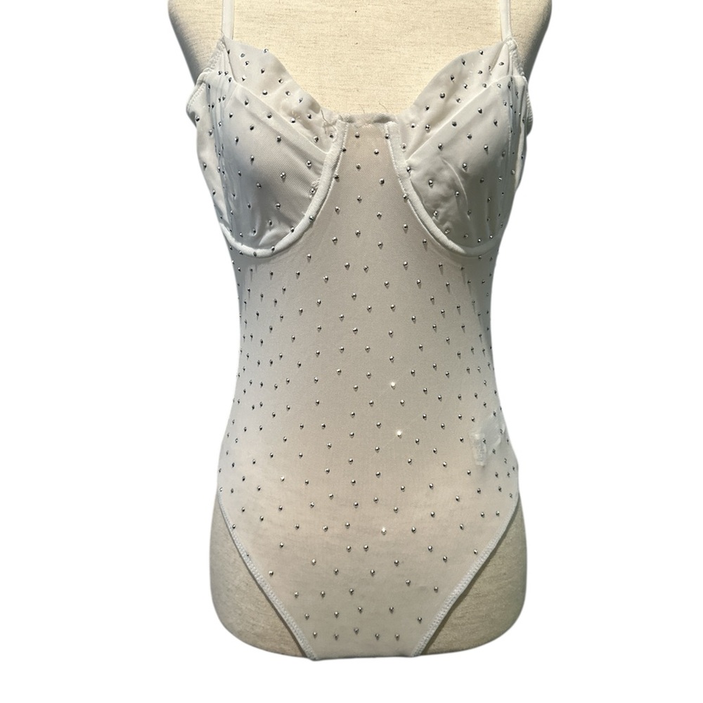 Forever 21 white body suit with rhinestones